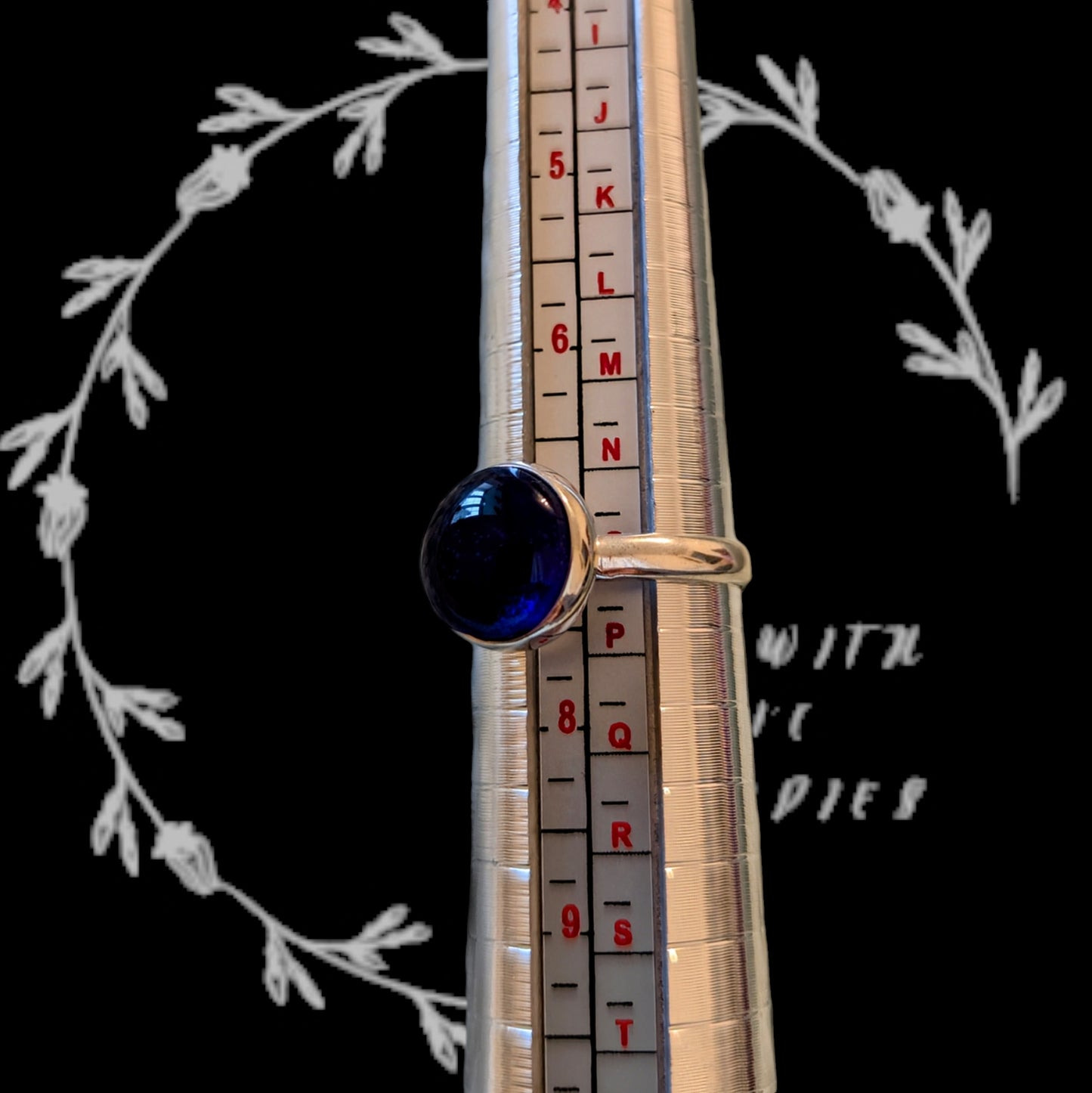 Royal Blue Sea Glass Ring (Size O)