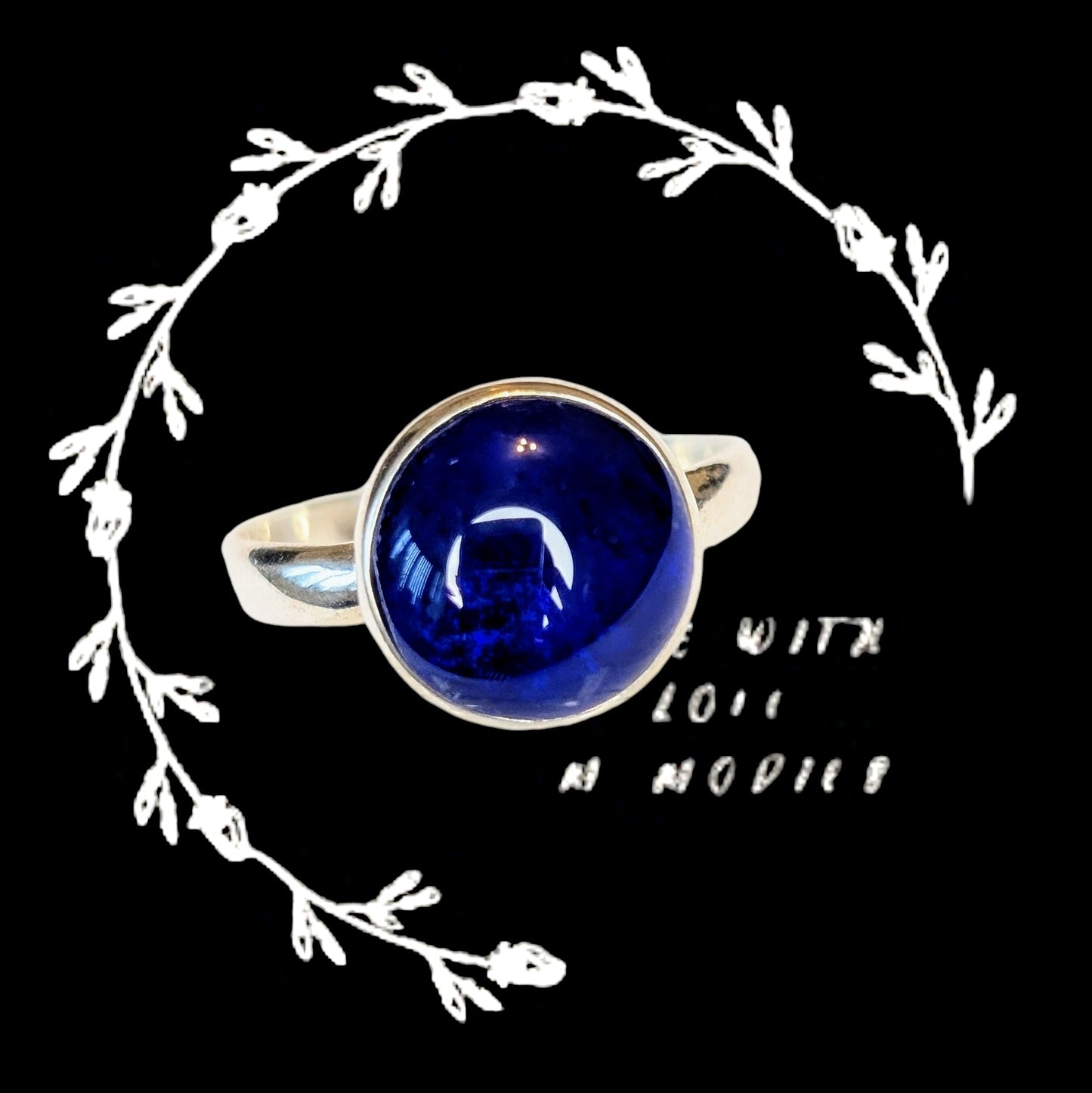 Royal Blue Sea Glass Ring (Size O)