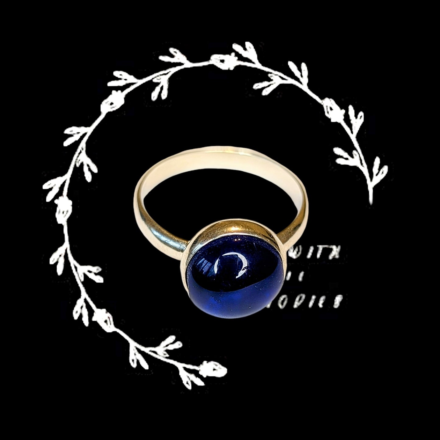 Royal Blue Sea Glass Ring (Size O)